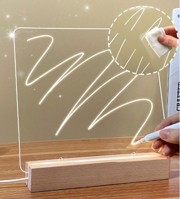 comprar DIY nota acrílica apagável LED luz de exibição Stand com caneta de escrita quente lâmpada de noite branca online manufacture