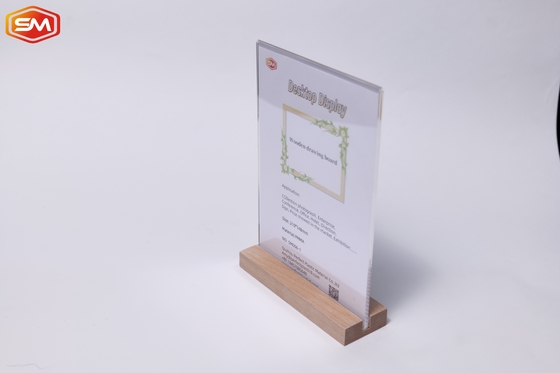 comprar Porta-sinal de mesa acrílica Porta-menú de quadro com base de madeira online manufacture