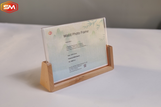 comprar New Style Clear Acrylic Sign Holder Quadro de Fotografia OEM Com Base de Madeira Stand Diaplay online manufacture