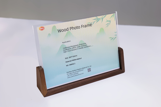 comprar Moderno 4 * 6 polegadas porta-sinal de acrílico quadro claro fotograma quadros com base de madeira para escritório em casa online manufacture
