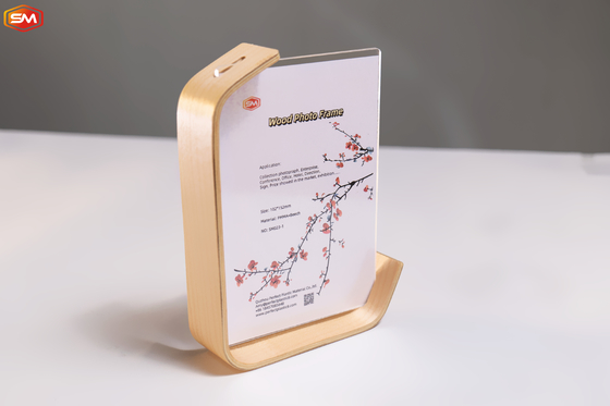 comprar Bela tela natural em forma de L 7 polegadas Acrílico quadro de foto claro com base de madeira online manufacture
