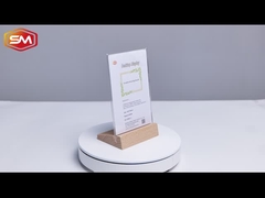 Portador de sinalização acrílica em forma de T com base de madeira em convexo