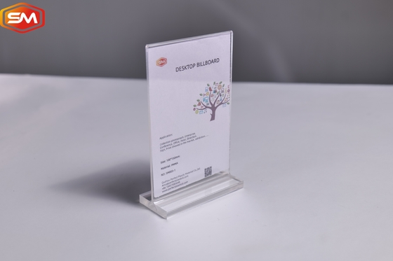 Custom A4 A5 A6 transparente horizontal em forma de T porta-sinal acrílico Display Stand Etiqueta de mesa