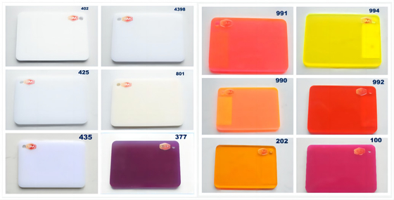 Folha de acrílico colorida personalizada com resistência a arranhões e alta transmissão