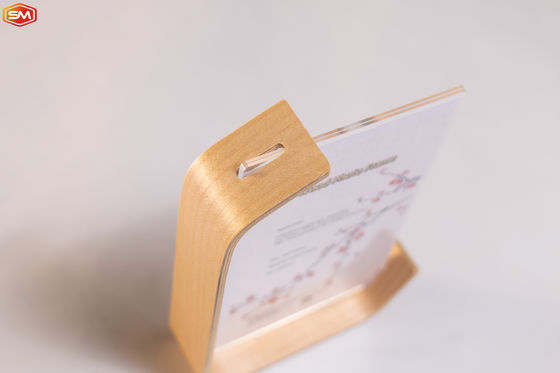 Customização L forma 7 polegadas Acrílico quadro fotográfico com base de madeira Acrílico quadro de apoio