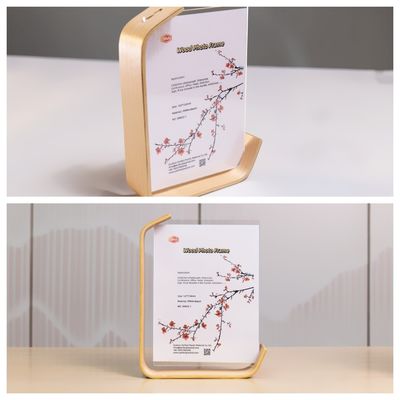 Popular Multifuncional L Forma Acrílico quadro fotográfico com base de madeira