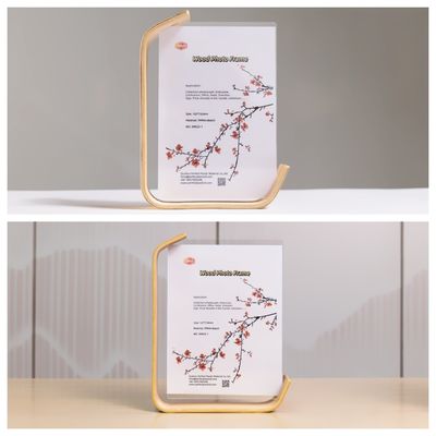 Moda Plástico de dois lados L forma Acrílico quadro fotográfico com base de madeira