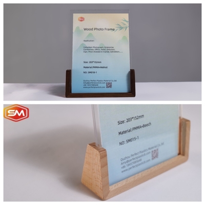 Quadro fotográfico acrílico em forma de U de tamanho múltipla de 3x3,5 polegadas com base de madeira