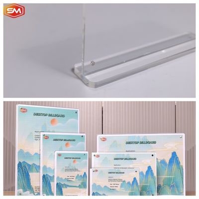 A6 Quadro fotográfico transparente de lado duplo, de mesa, de forma T, suporte de carta acrílica magnética
