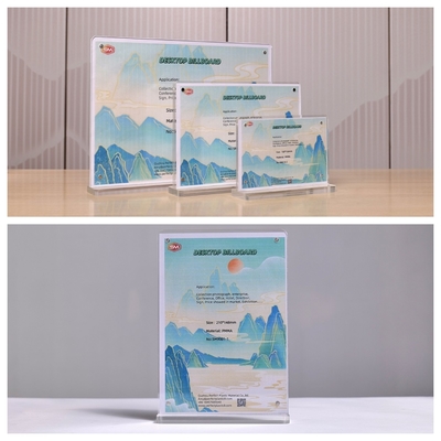 Customização de tamanho T forma de dois lados transparente porta-sinal acrílico